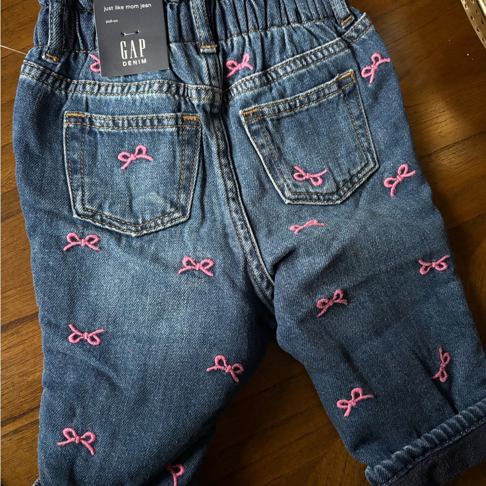 GAP Blue Denim Jeans with Pink Embroidery